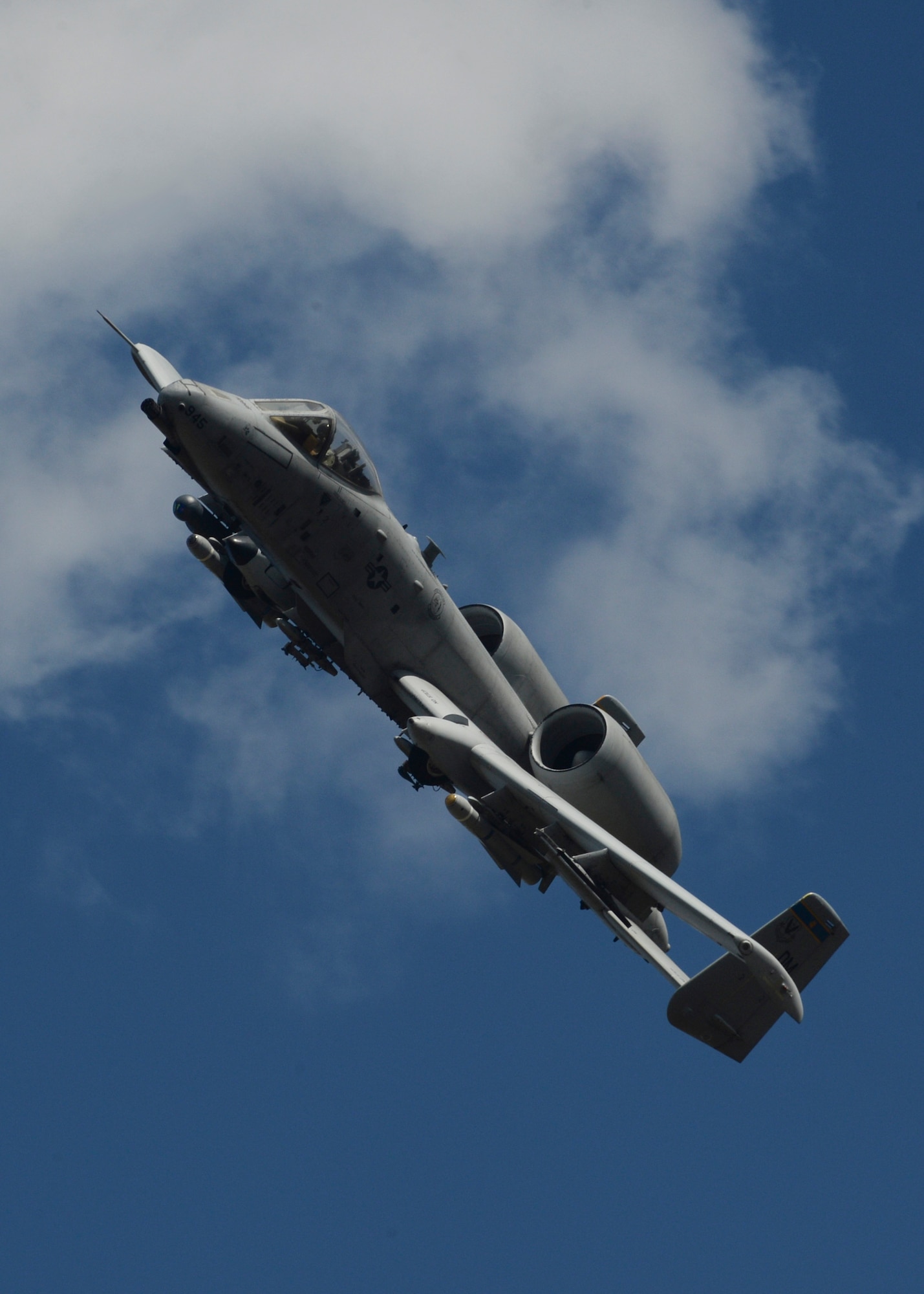 A U.S. Air Force A-10 Thunderbolt II assigned to the 354th Expeditionary Fighter Squadron flies during a theater security package deployment at Campia Turzii, Romania, April 1, 2015. The aircraft will forward deploy to locations in Eastern European NATO countries as part of the TSP. (U.S. Air Force photo by Staff Sgt. Joe W. McFadden/Released)