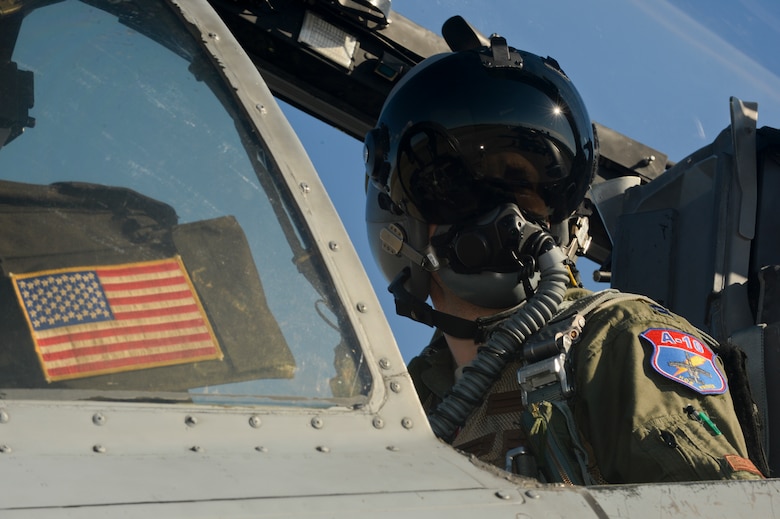 A U.S. Air Force A-10 Thunderbolt II pilot assigned to the 354th Expeditionary Fighter Squadron prepares for flight during a theater security package deployment at Campia Turzii, Romania, April 1, 2015. About 300 Airmen and support equipment from the 355th Fighter Wing at Davis-Monthan Air Force Base, Arizona, and the 52nd Fighter Wing at Spangdahlem Air Base, Germany, will support the deployment in Campia Turzii. (U.S. Air Force photo by Staff Sgt. Joe W. McFadden/Released)