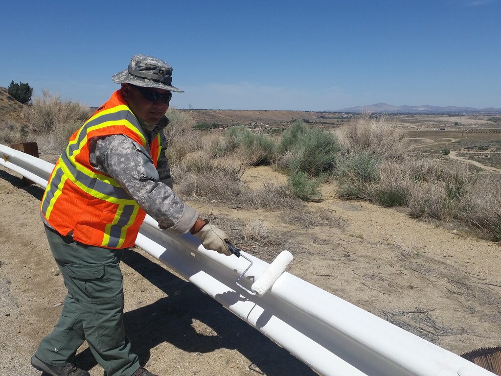 Crews from the U.S. Army Corps of Engineers Los Angeles District Operations and Maintenance branch began their annual clean-up and maintenance of the Mojave Dam in San Bernardino, California, March 24.  The crews removed trash and debris from the dam and surrounding access roads. 