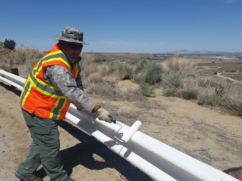 Crews from the U.S. Army Corps of Engineers Los Angeles District Operations and Maintenance branch began their annual clean-up and maintenance of the Mojave Dam in San Bernardino, California, March 24.  The crews removed trash and debris from the dam and surrounding access roads. 