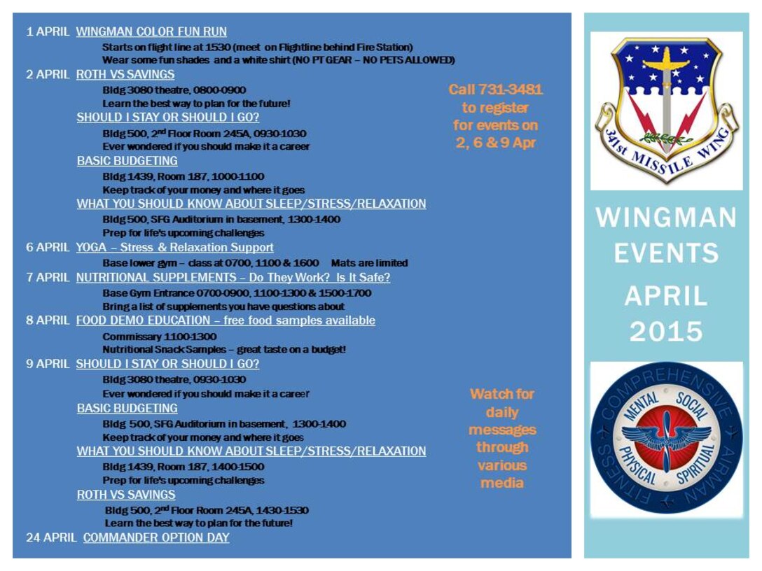 The Wingman Month events are scheduled to run throughout the month and cover a variety of topics. (Courtesy graphic)