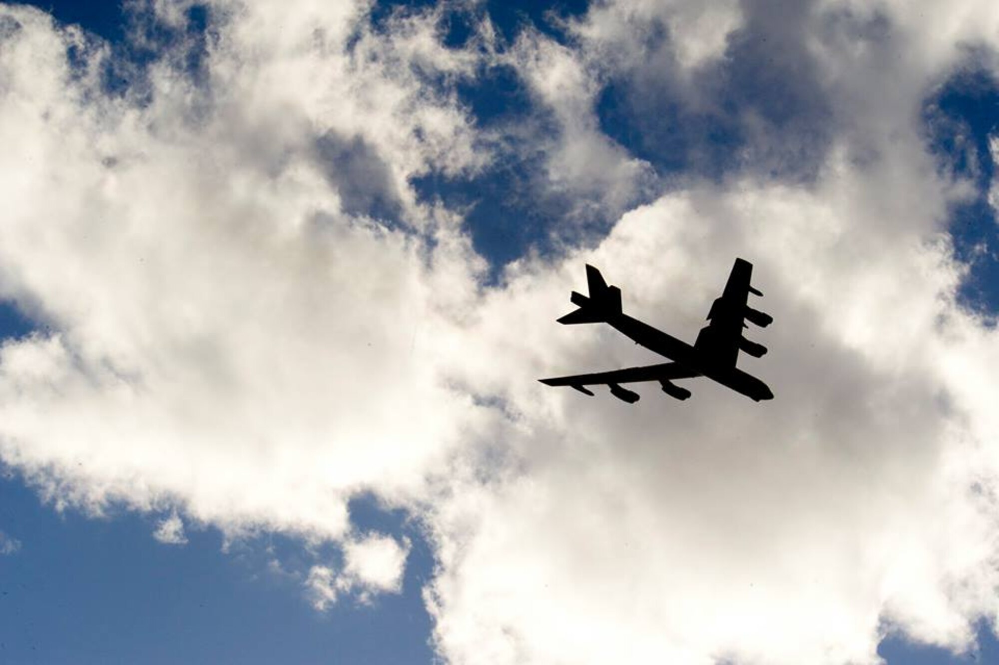 A B-52H Stratofortress from Minot Air Force Base, N.D., executes a U.S. Strategic Command-directed training mission, called "Polar Growl," Apr. 1, 2015, which sent two bombers to the Arctic region, allowing the aircrews to hone their navigation skills and enhance their ability to work with Allied partners. USSTRATCOM is one of nine DoD unified combatant commands and is charged with strategic deterrence; space operations; cyberspace operations; joint electronic warfare; global strike; missile defense; intelligence, surveillance and reconnaissance; combating weapons of mass destruction; and analysis and targeting. (U.S. Air Force photo by Senior Amn. Brittany Bateman)