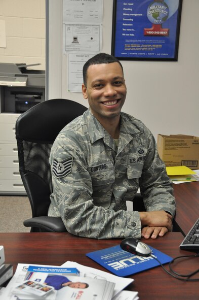 Tech. Sgt. Richard Conyers, 94th Equal Employment Office interim director, poses for a photo Feb. 8, 2015, at Dobbins Air Reserve Base, Ga. Conyers was recently selected for an officer position through the Deserving Airman Commissioning Program. (U.S. Air Force photo/Senior Airman Christina Norris)