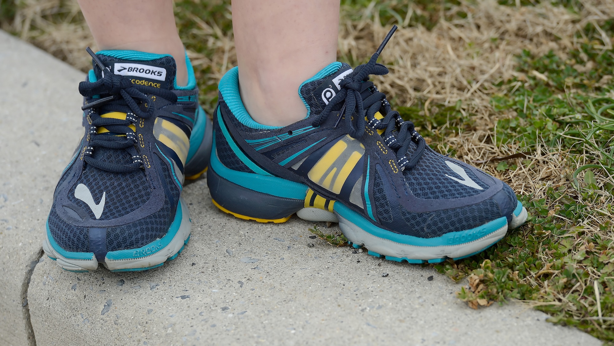 Running shoes worn by Mallory Diehl. She is the spouse of Tech. Sgt. Chad Diehl, 436th Civil Engineer Squadron firefighter on Dover Air Force Base, Del., and ran to keep in shape and help pass the time in a positive manner while her husband was deployed overseas. (U.S. Air Force photo/Greg L. Davis)