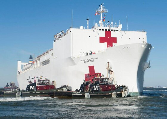 The hospital ship, USNS Comfort, departed Naval Station Norfolk, Va. on April 1 for a six-month deployment to Central and South America and the Caribbean in support of Continuing Promise 2015.  Seven members of the 224th Joint Communications Support Squadron embarked the USNS Comfort on March 25 to prepare for its mission providing communications services to teams both afloat on the ship and ashore at 11 different port locations. 