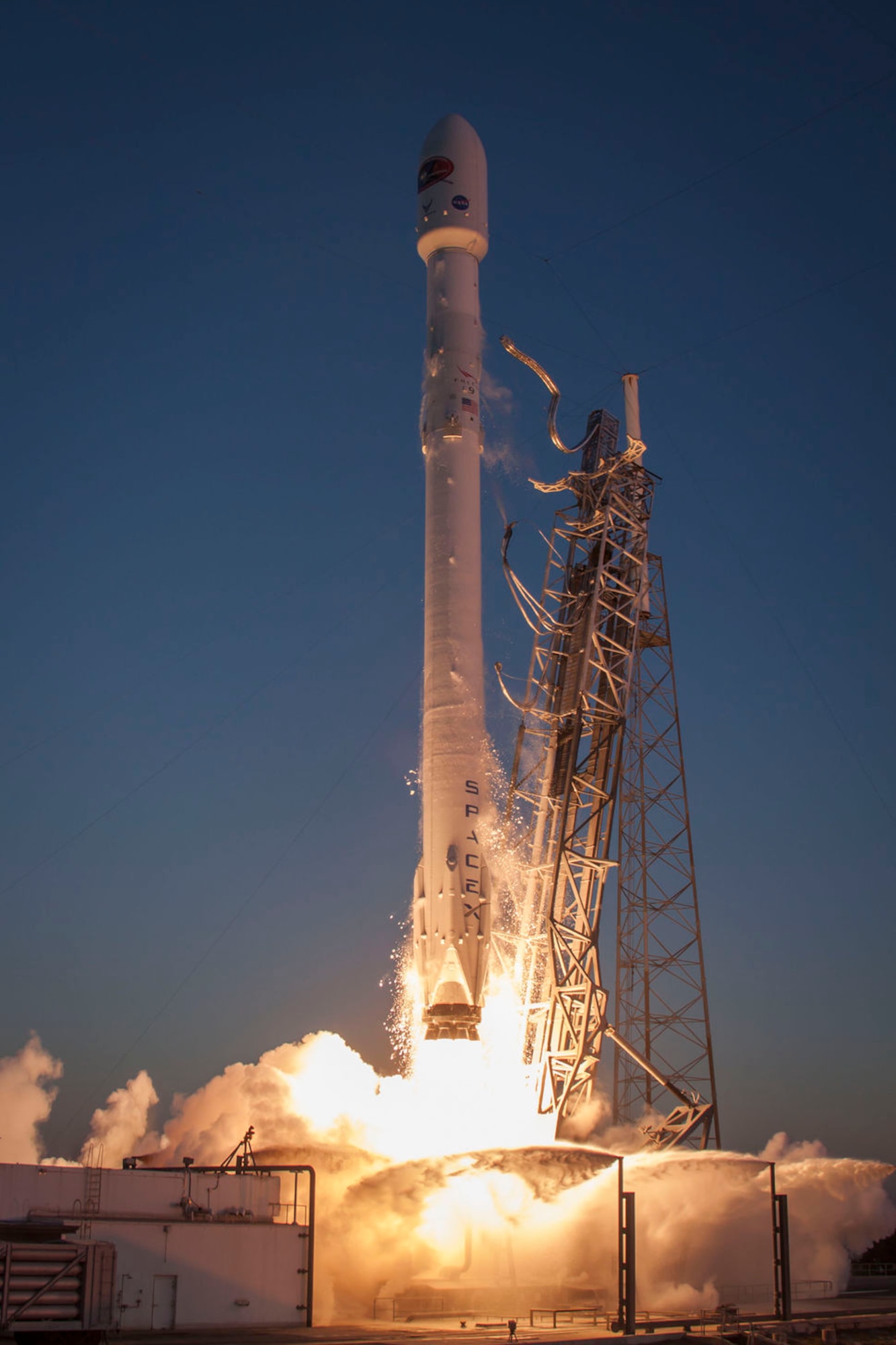 A Falcon 9 rocket carrying NASA’s Deep Space Climate Observatory -- known as the DSCOVR mission -- launches from Launch Complex 40 at Cape Canaveral Air Force Station, Feb. 11. (Photo/SpaceX) 
