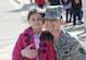 Staff Sgt. Nicole Green, Air Force District of Washington protocol specialist and her daughter pose for a photo after participating in the “Purple Parade” at Child Development Center II at Joint Base Andrews, Md., April 2, 2015. The parade symbolized the start of Month of the Military Child. (U.S. Air Force photo/Staff Sgt. Nichelle Anderson)