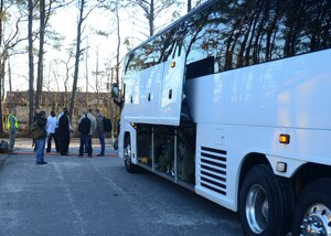 U.S. Air Force Airmen and U.S. Army Soldiers depart the Langley Transit Center at Langley Air Force Base, Va., April 1, 2015. The group underwent a 21-day controlled monitoring period in compliance with Chairman of the Joint Chiefs of Staff Instruction 4220.01, which requires all Department of Defense personnel to remain in a  controlled monitoring areas upon returning from a deployment to, transitioning through, or having been stationed in the Ebola Virus Disease outbreak area in West Africa as declared by the Centers for Disease Control and Prevention or exposed to EVD asymptomatic or symptomatic persons within the continental United States.  (U.S. Air Force photo by  Staff Sgt. Ciara Gosier/Released)