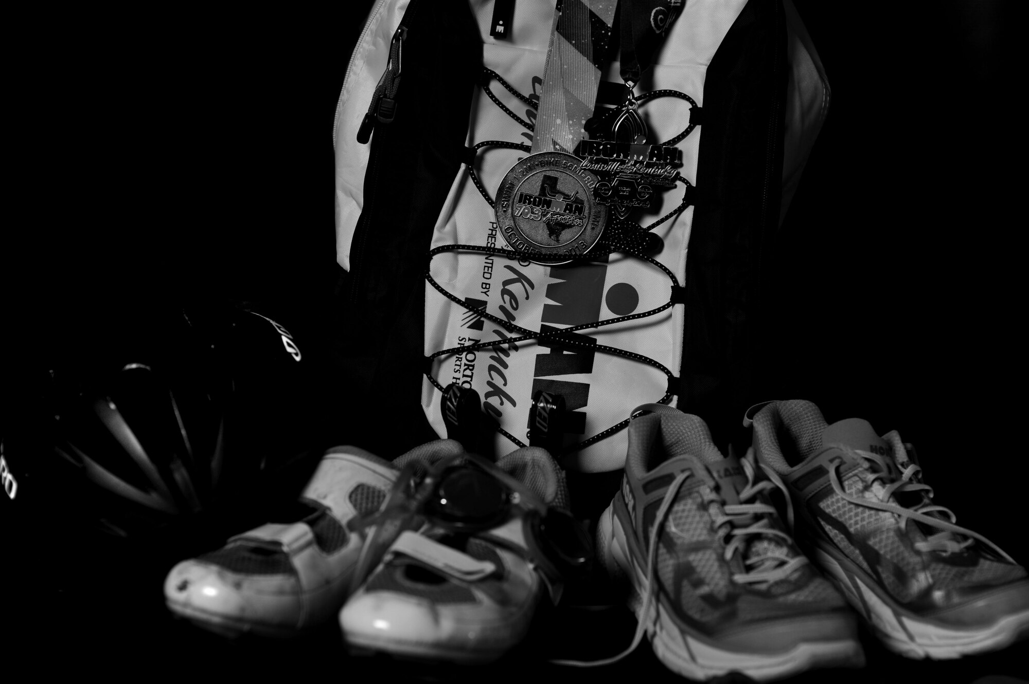 U.S. Air Force 2nd Lt. Katherine Shaw, 633rd Comptroller Squadron budget analyst, is currently training for her third IronMan race, which will take place May 16, 2015. Shaw started participating in the IronMan series as a new challenge after failing pilot training in 2013. Shaw has participated in sports all her life and continues to do so as a way to test her physical and mental limits. (U.S. Air Force photo by Staff Sgt. Natasha Stannard/Released) 
