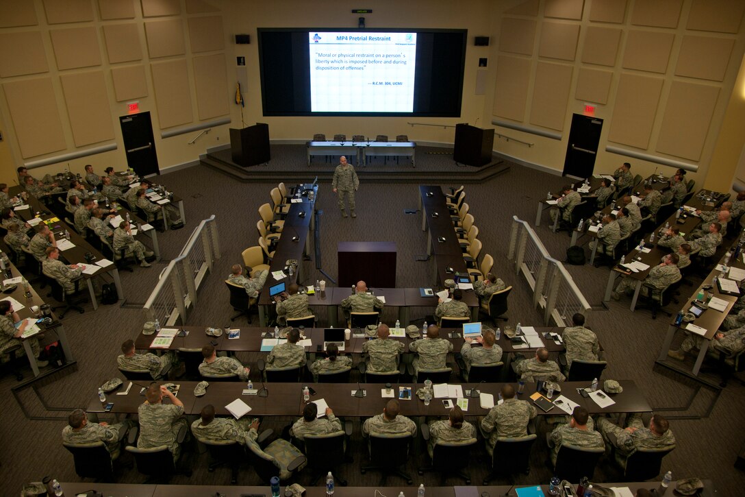 Joint Base Andrews holds at the Additional Duty First Sergeant Symposium at the Smart Building, April 7, 2015. The symposium covers a variety of subjects related to first sergeant responsibilities. (U.S. Air Force photo/ Airman 1st Class J.D. Maidens)