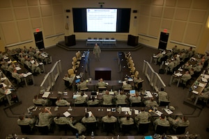 Joint Base Andrews holds at the Additional Duty First Sergeant Symposium at the Smart Building, April 7, 2015. The symposium covers a variety of subjects related to first sergeant responsibilities. (U.S. Air Force photo/ Airman 1st Class J.D. Maidens)