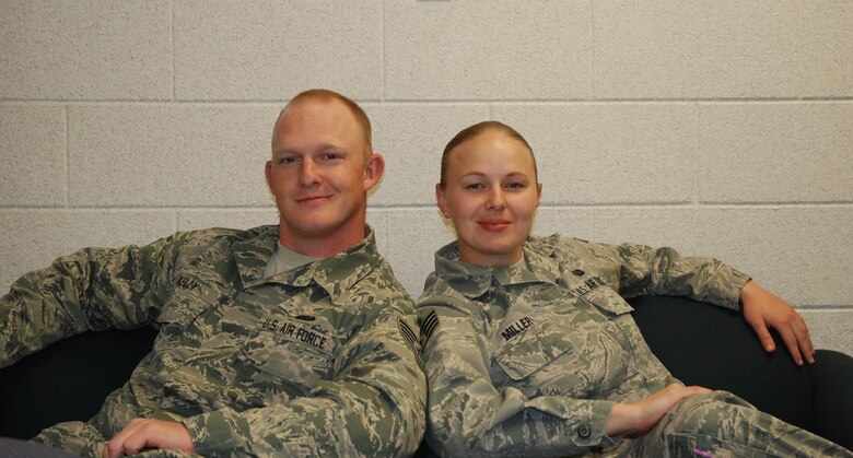 PETERSON AIR FORCE BASE, Colo. -- Siblings and best friends Staff Sgts. Kyle Kelly, 21st Communications Squadron and Kayla Miller, 21st Operations Support Squadron, are serving together at Peterson Air Force Base. This is the second time the pair has shared a duty station. (U.S. Air Force photo by Dave Smith)