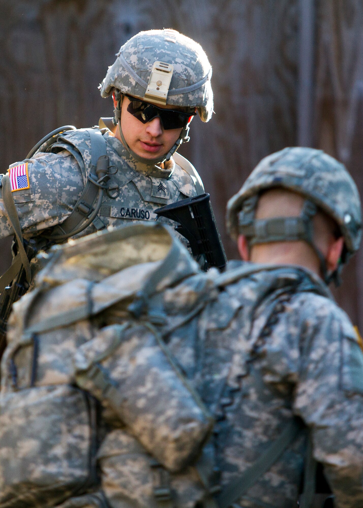 Army Reserve Sgt. Rob Caruso, from Atco, N.J., works his way through a scenario-based Army Warrior Task exercise during day two of the 200th Military Police Command???s Best Warrior Competition on April 1 at Joint Base McGuire-Dix-Lakehurst, N.J. Eight warfighters are competing in the weeklong competition held March 31 ??? April 3 in a variety of physical and mental events to earn the top spot of Best Warrior for Soldier and noncommissioned officer of the year. Caruso is a corrections specialist assigned to 367th Military Police Company. The winners will compete at the Army Reserve Best Warrior Competition held in May. The 200th MPCOM is the largest Department of Defense law enforcement organization, with nearly 14,000 Soldiers living in 44 states. (Army Reserve photo by Sgt. 1st Class Mark Bell/released)