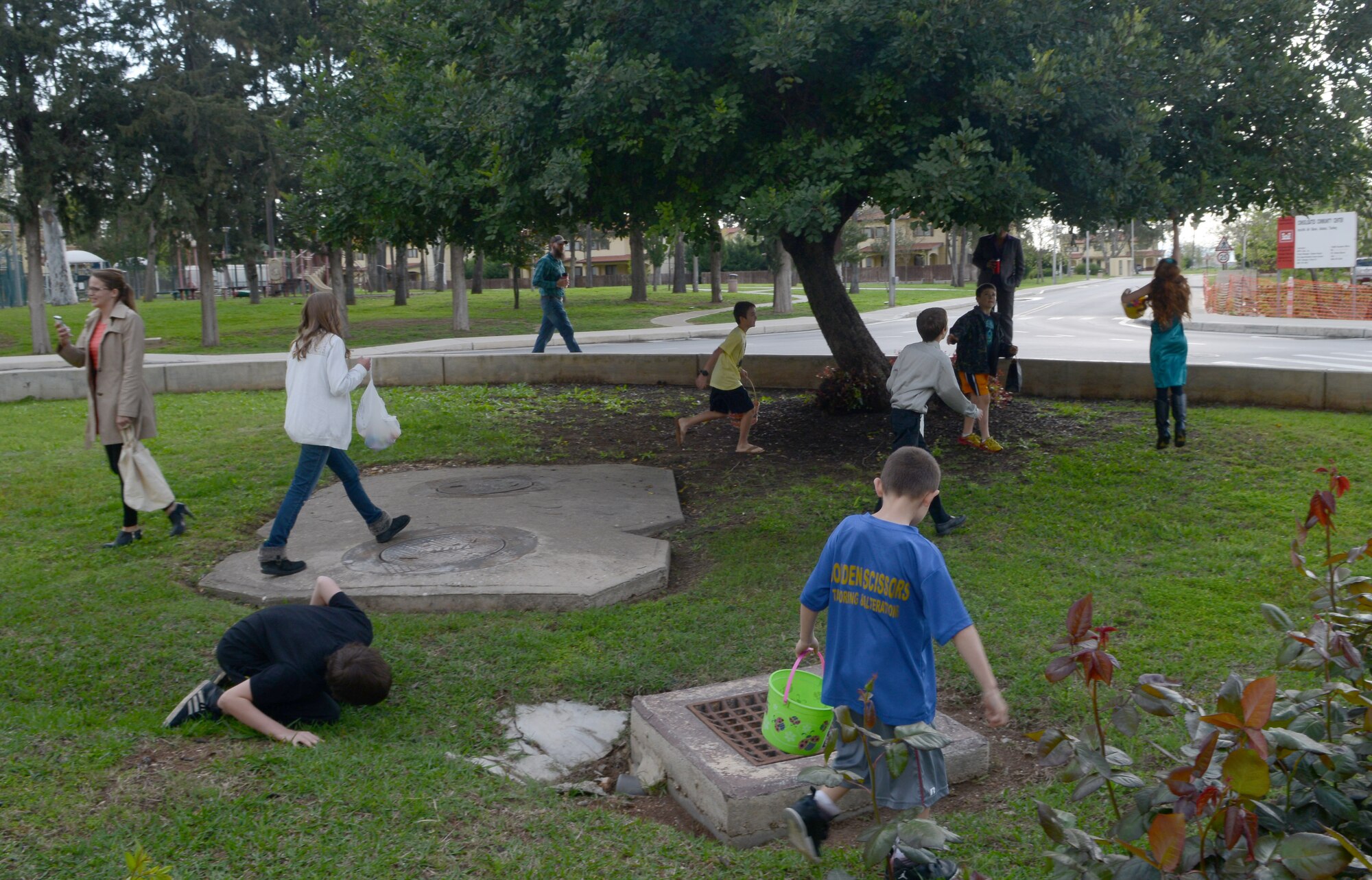 Children search for Easter eggs April 5, 2015, at Incirlik Air Base, Turkey. The Easter eggs were hidden in numerous locations around the base chapel. (U.S. Air Force photo by Staff Sgt. Caleb Pierce/Released) 