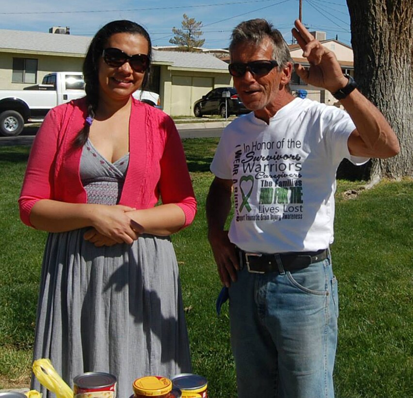 Sandra Murray, founder of Blessings, and an Army wife living on Marine Corps Logistics Base Barstow, greets and feeds chronically homeless people in the High Desert on the second Sunday of each month, at Lillian Park in Barstow, Calif.   Blessings pairs with organizations such as Desert Manna and H.O.P.E. division of the San Bernardino County Sheriff's Department to offer proactive services to those in need.
