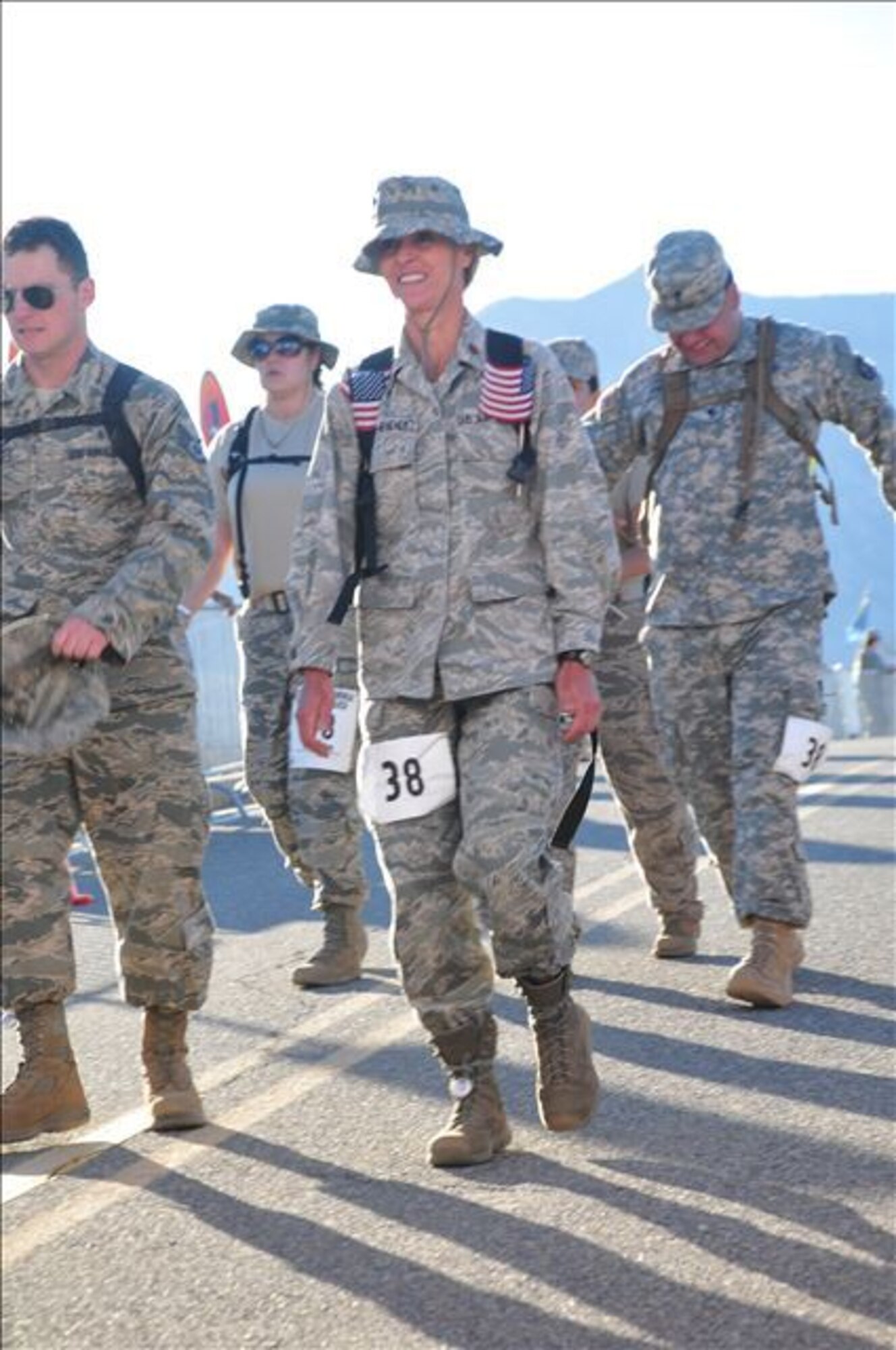 Six Airmen from the 355th Medical Support Squadron participated in the 26th Annual Bataan Memorial Death March at the U.S. Army White Sands Missile Range, March 22, 2015. (Courtesy photo)