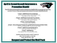 The 8 FW Sexual Assault Prevention & Response Office presents the following events in honor of Sexual Assault Awareness & Prevention Month. 
