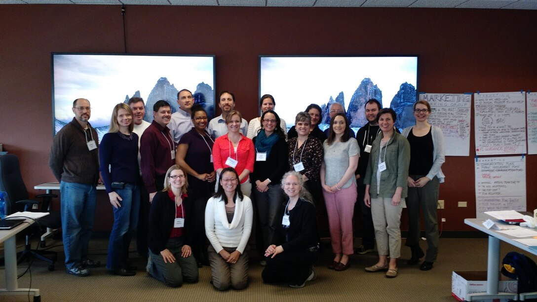 PI Specialists and CPCX team members smiling after attending USACE Public Involvement Specialists’ Meeting and Training (not all PI Specialists and CPCX Team members included in Picture)