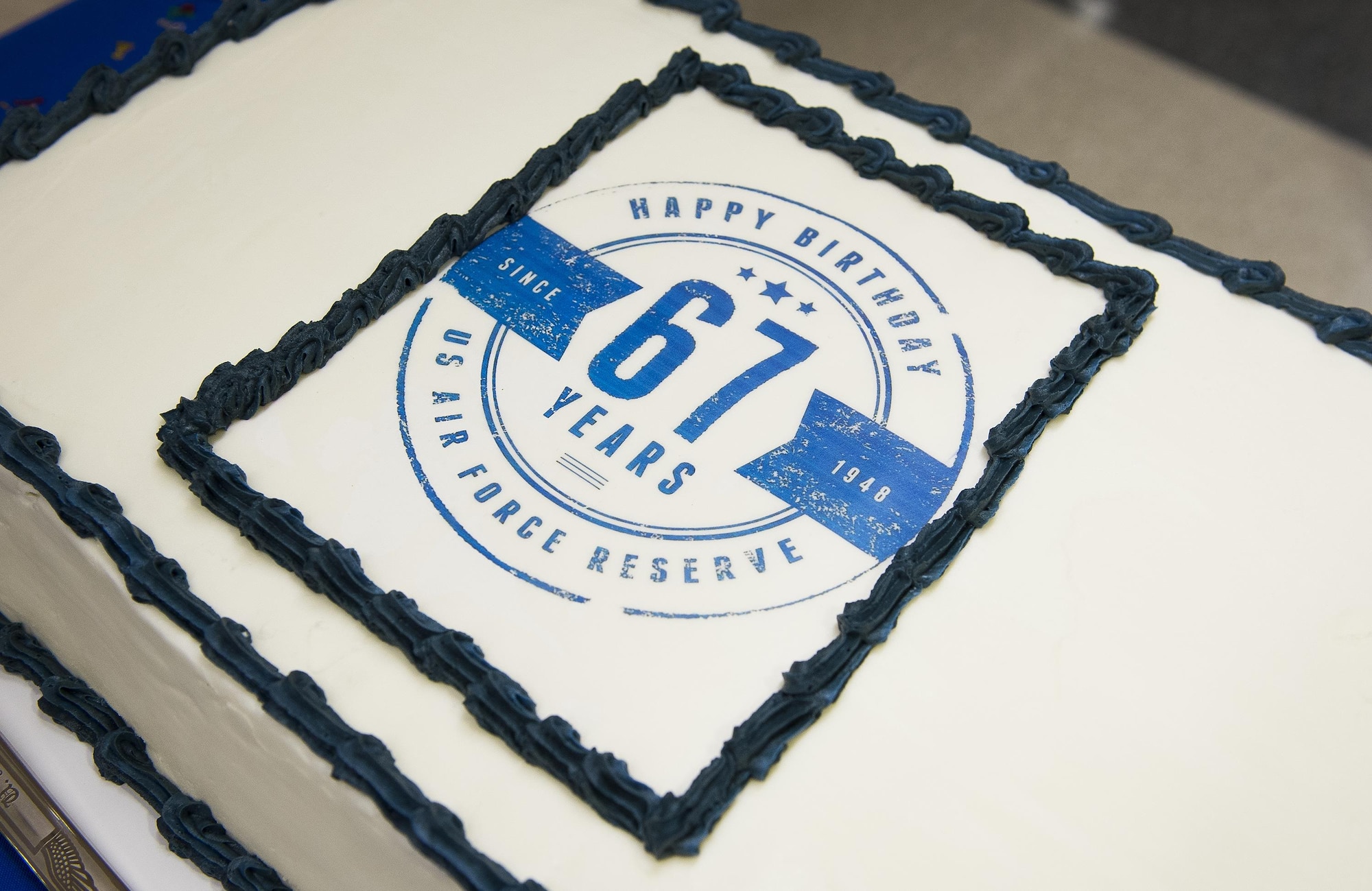 Air Force Chief of Staff Gen. Mark A. Welsh III celebrated the Air Force Reserve’s 67th birthday by hosting a cake cutting ceremony in the Pentagon, April 6, 2015, Washington, D.C. Also on hand for the ceremony was Vice Chief of Staff Gen. Larry Spencer, Chief of the Air Force Reserve Lt. Gen. James “JJ” Jackson, and the junior most ranking member in the Office of the Air Force Reserve (RE), Staff Sgt. Ivanka Vrechkov, who is the Non-Commissioned Officer in Charge of Policy Integration for RE. The Air Force Reserve was established on April 14, 1948 by President Harry S. Truman, seven months after the active duty Air Force was established as a separate service. Originally, the Air Force Reserve was a standby force for use in wartime and national emergencies. The Air Force Reserve has worked closely with their active duty counterparts since the first associate unit stood up at Norton Air Force Base, Calif. in 1968. The Air Force Reserve also performs unique missions such as  aerial fire fighting, aerial spray and weather reconnaissance. (U.S. Air Force photo/Jim Varhegyi)
