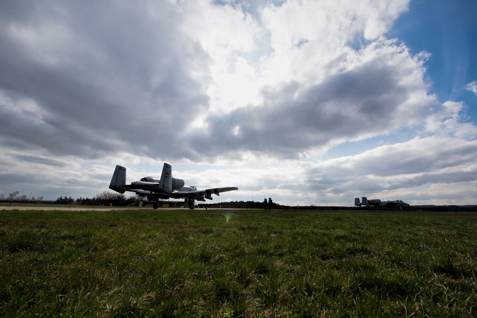 A U.S. Air Force A-10 Thunderbolt II attack aircraft pilot assigned to the 354th Expeditionary Fighter Squadron taxis to the runway during a theater security package deployment to Namest Air Base, Czech Republic, April 9, 2015. The pilots will conduct training alongside NATO allies to strengthen interoperability and demonstrate U.S. commitment to the security and stability of Europe. (U.S. Air Force photo by Staff Sgt. Christopher Ruano/Released)