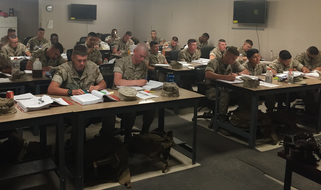 Marines from BEEEST 6-15 learn about electrical and mechanical troubleshooting.