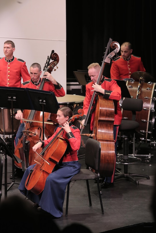 On April 12, 2015, the Marine Chamber Orchestra performed at Howard County Community College’s Horowitz Visual and Performing Arts Center in Columbia, Md. The program included Gioachino Rossini’s Overture to The Barber of Seville; Wolfgang Amadeus Mozart’s Violin Concerto No. 3 in G, K. 216; and Ludwig van Beethoven’s Symphony No. 2 in D, Opus 36. (U.S. Marine Corps photo by Gunnery Sgt. Amanda Simmons/released)