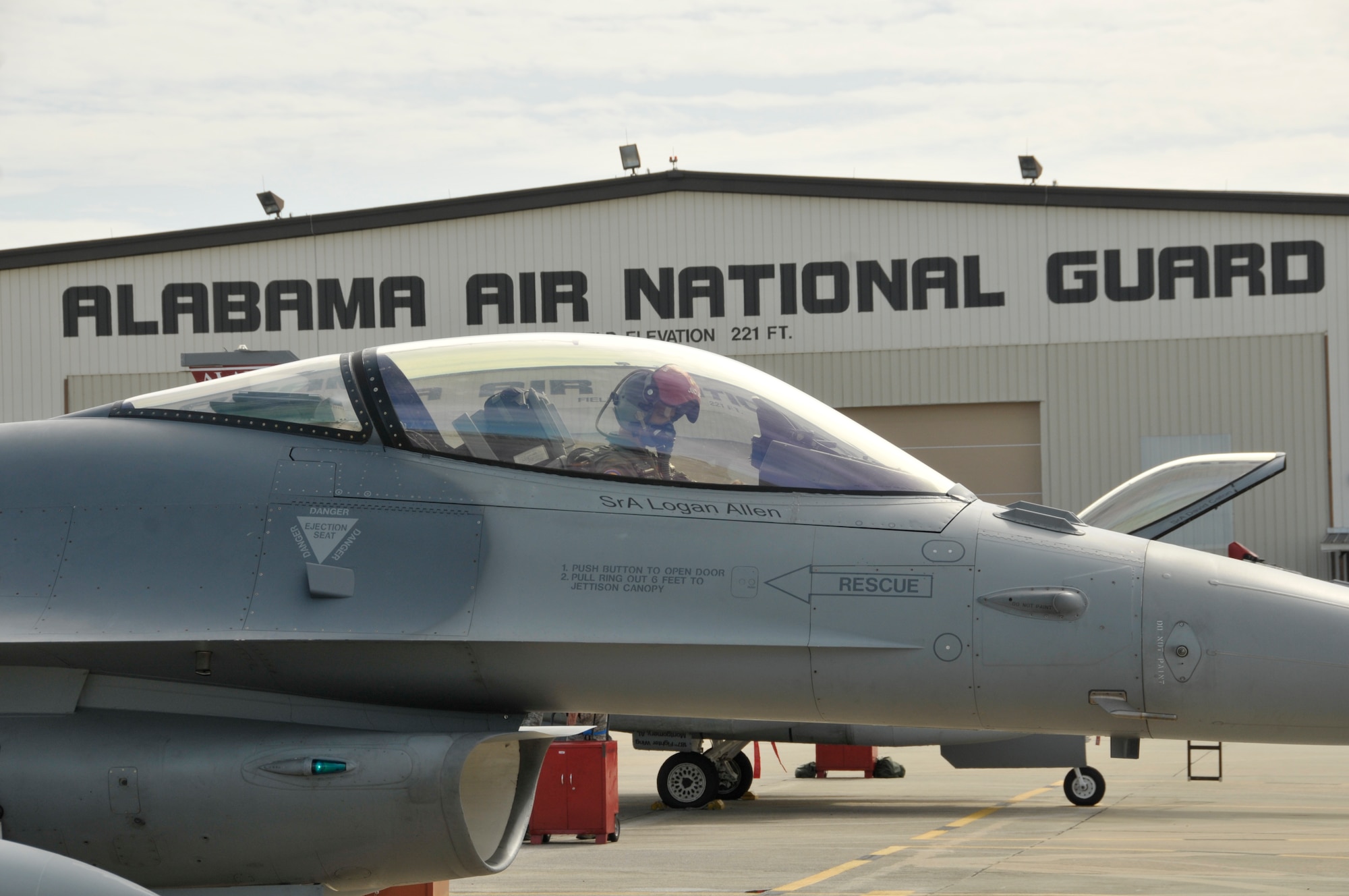 Col. Randy Efferson, Commander of the 187th Fighter Wing, prepares his F-16 Fighting Falcon for a deployment to Nellis AFB, Nev., Apr 11, 2015. The 187FW will support and train pilots in Air-to-Air combat tactics at the U. S. Air Force Weapons School, Nellis AFB. (U.S. Air National Guard photo by Tech. Sgt. Matthew Garrett / Released)