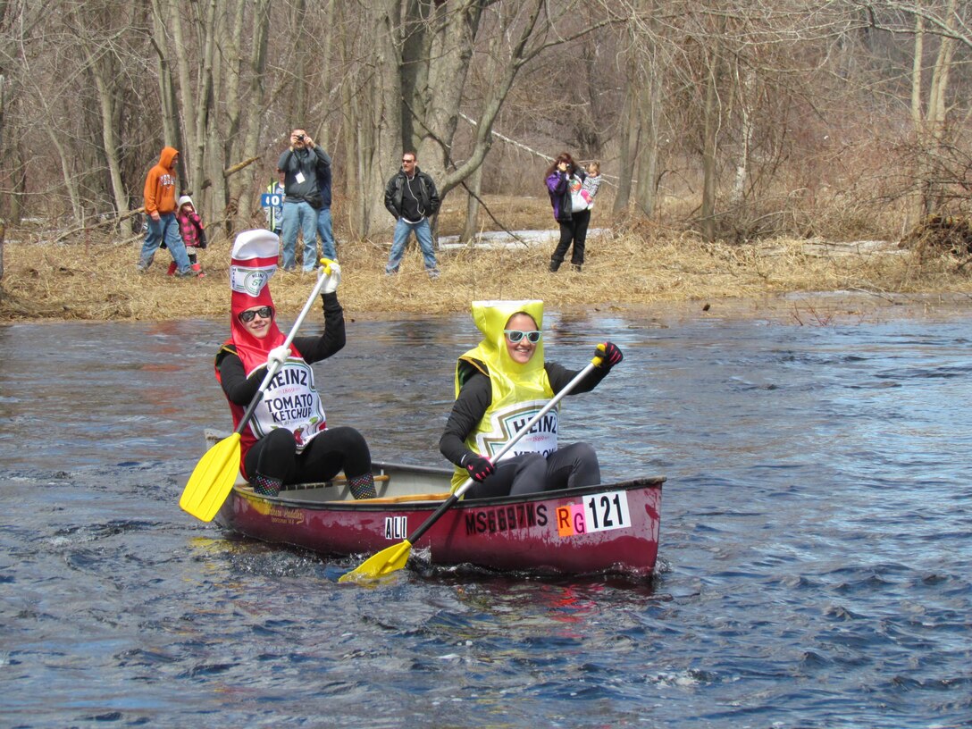Caoneists came out to enjoy the 52nd Annual River Rat Race April 11, as water was released from both Birch Hill and Tully Lake dams in Royalston, Massachusetts, along the Millers River to provide whitewater conditions for the races. The U.S. Army Corps of Engineers released flows of approximately 1,100 cubic feet per second (cfs) from Birch Hill Dam and 300 cfs from Tully Lake Dam for Saturday, April 11 and Sunday, April 12, according to Project Manager Jeffrey Mangum in Royalston.