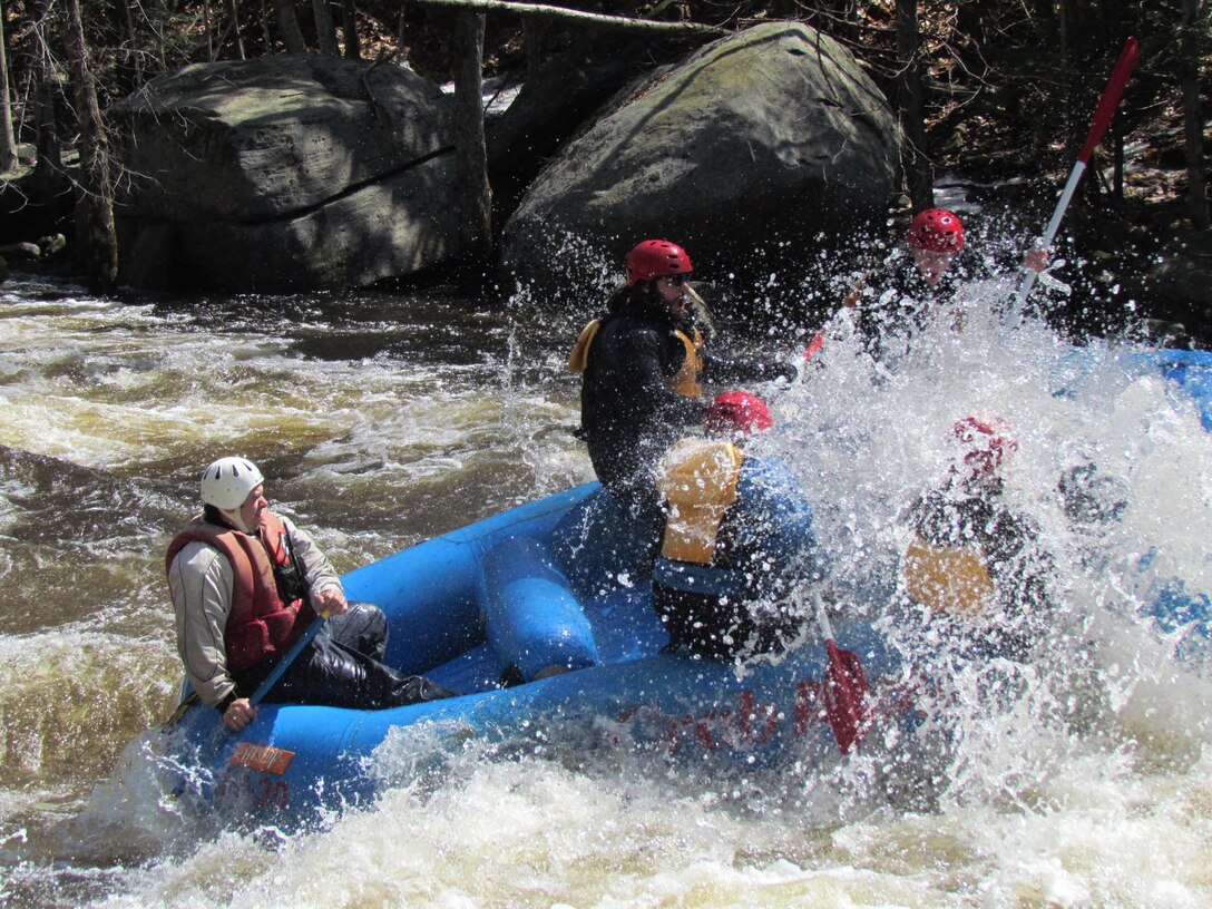 Paddlers hit whitewater rapids during the 52nd Annual River Rat Race April 12 on the Athol-Orange section of the Millers River in Massachusetts. Water was released by the U.S. Army Corps of Engineers from both Birch Hill and Tully Lake dams in Royalston with flows of approximately 1,100 cubic feet per second (cfs) from Birch Hill Dam and 300 cfs from Tully Lake Dam for the event, according to Project Manager Jeffrey Mangum in Royalston.