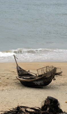 A bamboo fishing boat like the one used by Karl Mai and some of his high school classmates to escape Vietnam in 1981. 