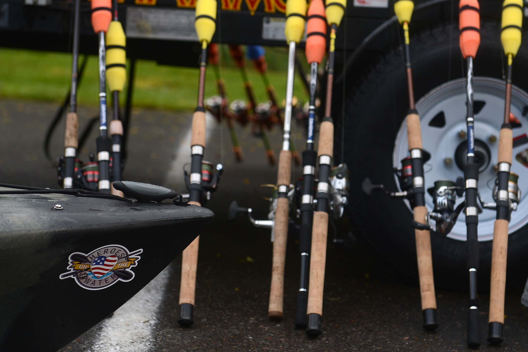 More than 40 local area veterans participated in the Heroes on the Water kayak fishing outing at Tanwax Lake in Graham, Wash., April 11, 2015. Heroes on the Water is a non-profit organization that provides veterans and first responders with free opportunities for fishing. Participants receive basic kayak fishing and paddling instruction, angling clinics and paddling classes for participants with skill sets ranging from beginners to the most experienced paddlers. For more information on Heroes on the Water visit\ www.facebook.com/HeroesOnTheWaterNWest or email nwest@heroesonthewater.org. (U.S. Air Force photo by/Staff Sgt. Tim Chacon)