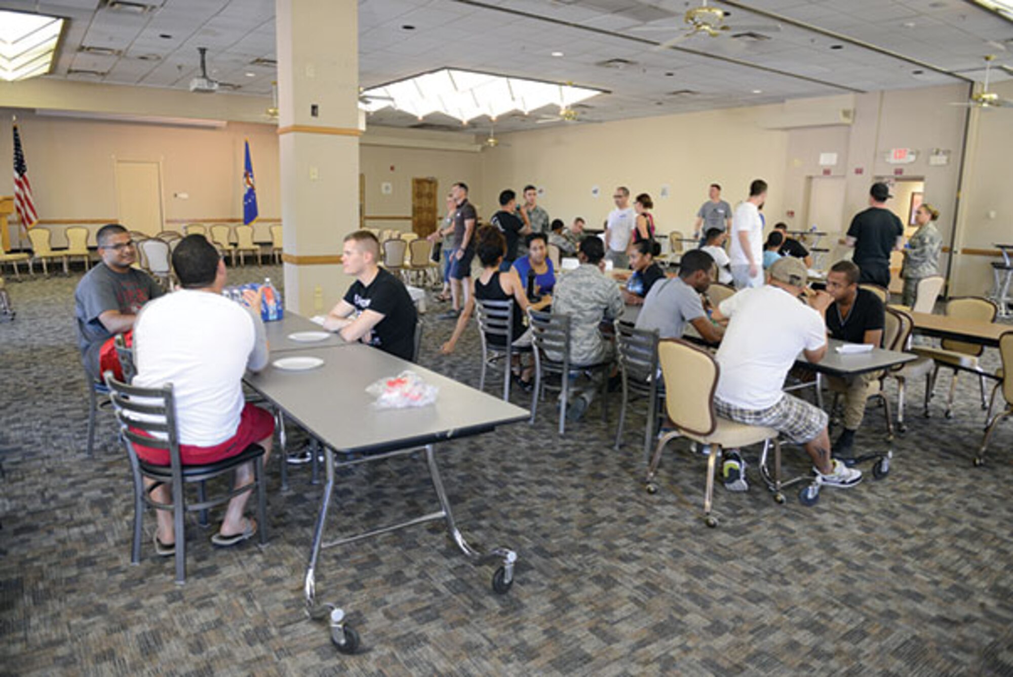Luke Airmen mingle during an Airmen in Mentoring session March 25 at Luke Air Force Base. AIM is a new program just getting started on base to help support new Airmen by providing mentors who have volunteered to help Airmen with on and off-duty struggles. (Courtesy photo)