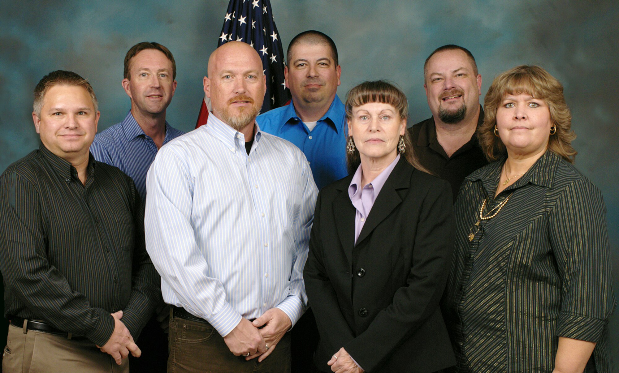 Air Force Research Laboratory’s safety office at Kirtland was recently named the best office of its kind in the Air Force. The office members, from left, are Jim Wilkinson, Mike Martin, Frank Wheatley, Cory Young, Karen George, Steve Sites, Cassie Ringham-Chavez. The member not pictured is Kea Anderson. (Courtesy photo)