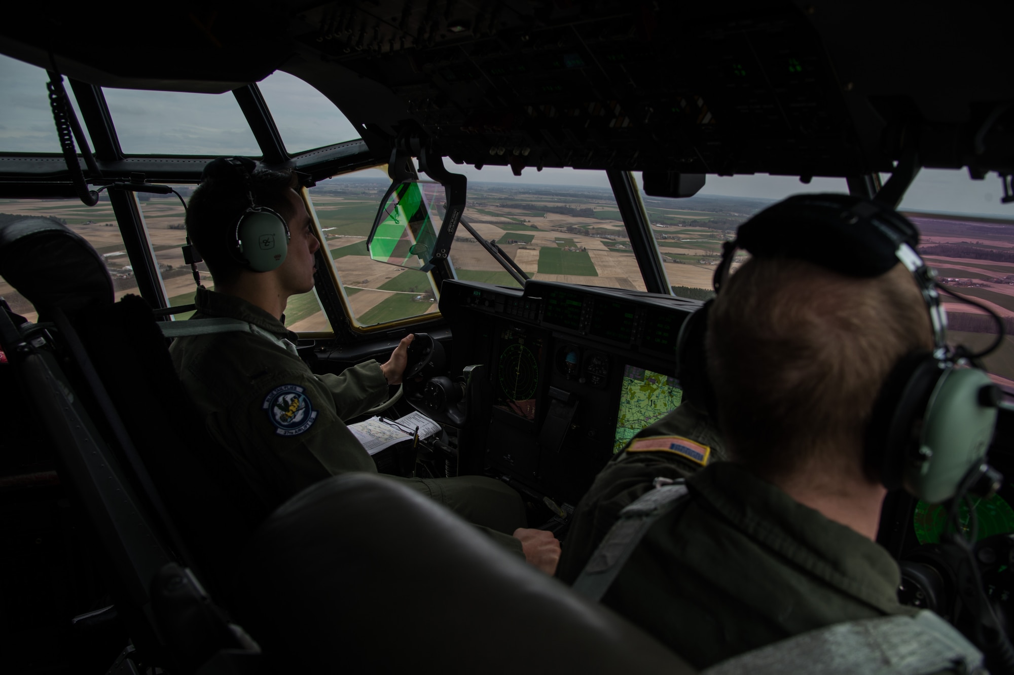 Pilots from the 37th Airlift Squadron, fly above Poland during a flying training deployment April 8, 2015. The purpose of the training was to strengthen partnership and interoperability with Polish counterparts. (U.S. Air Force photo/Senior Airman Jonathan Stefanko)
