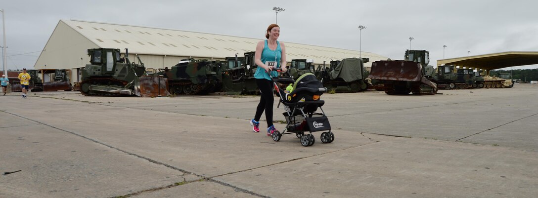 Lindsey Simmons runs through an industrial area during the Barney’s Run on Marine Corps Logistics Base Albany, April 11.