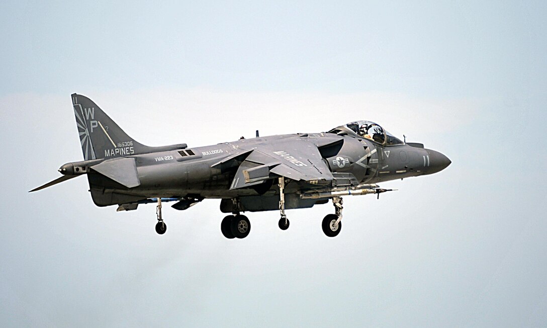 The pilot of an AV-8B Harrier assigned to Marine Attack Squadron 223 flies above Boca Chica Field, Naval Air Station Key West, Fla., March 25, 2015. Marines with VMA-223 traveled to Key West to conduct air-to-air training March 18 – April 12.
The squadron conducted the training to refine its ability to provide offensive air support, armed reconnaissance and aerial defense for the Marine Air-Ground Task Force.
