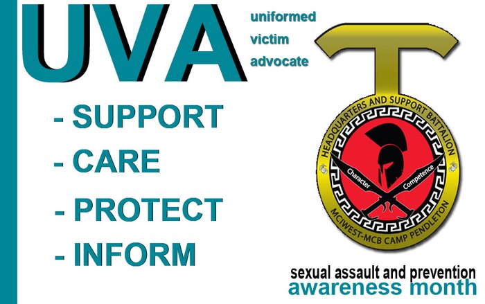 April is Sexual Assault Awareness and Prevention Month and the Department of Defense is calling attention to the resources available to service members who were victims of sexual assault. The Marine Corps trains Uniformed Victim Advocates and Sexual Assault Response Coordinators to provide resources to victims and to support them throughout the healing process.
Sexual assault is not tolerated in the Marine Corps as it impedes a unit or members’ morale effectiveness, efficiency, and impairs the ability of the unit to function smoothly. 
 