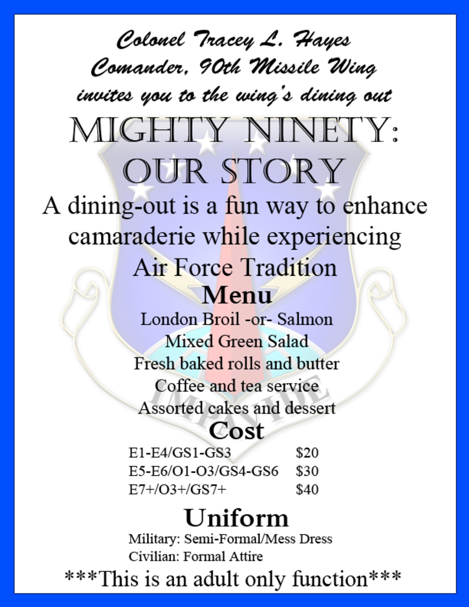 90th Missile Wing 2015 Dining-out Flyer