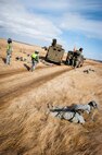 Members of the 791st Missile Security Forces Squadron convoy response force participate in a tactical training exercise in Garrison, N.D., March 26, 2015. The week-long training was in preparation for the Air Force Global Strike Command Road Warrior Exercise that is scheduled to take place in May. (U.S. Air Force photos/Airman 1st Class Sahara Fales)