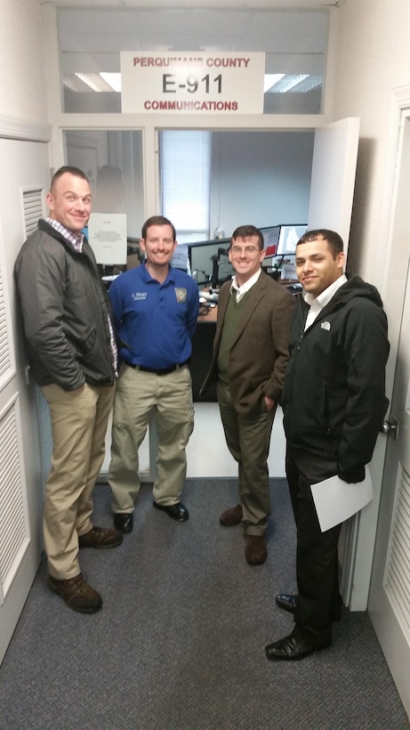 Marines from 3rd Civil Affairs Group, Force Headquarters Group, Marine Forces Reserve, pose for a picture while participating in the Army’s 97th Civil Affairs Battalion Mission Readiness Exercise, March 28, 2015. The Marines worked with Perquimans and Bertie county managers to address the needs of the communities while building interoperability with the Army’s civil affairs groups. The training also helped Marines prepare for deployment, where they use their civil affairs skills to serve as liaisons and build a relationship between the military and host nation governments. 
