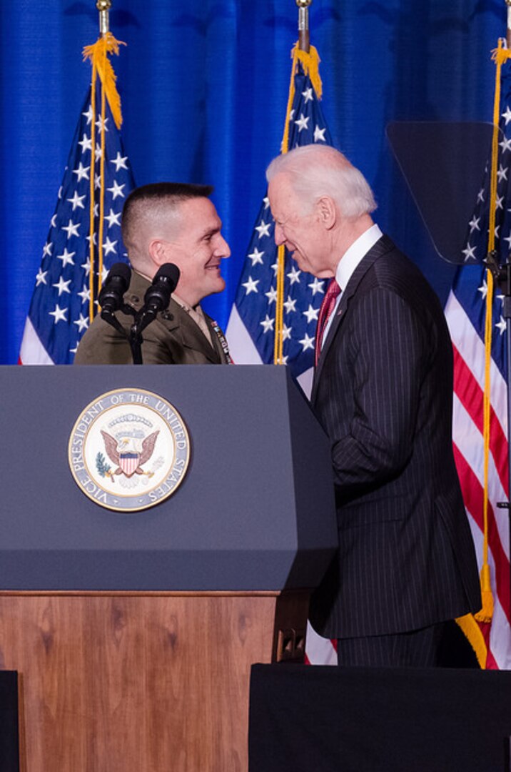 Vice President of the United States Joe Biden and NDU President Major General Frederick Padilla.