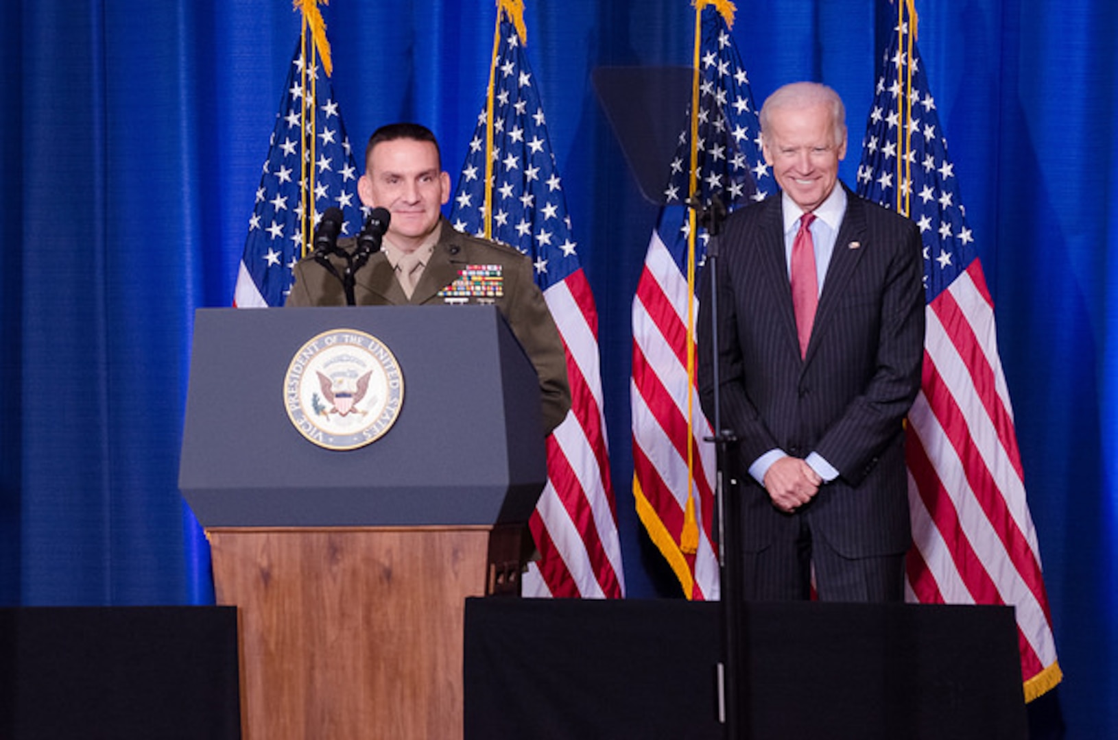 Vice President of the United States Joe Biden and NDU President Major General Frederick Padilla.