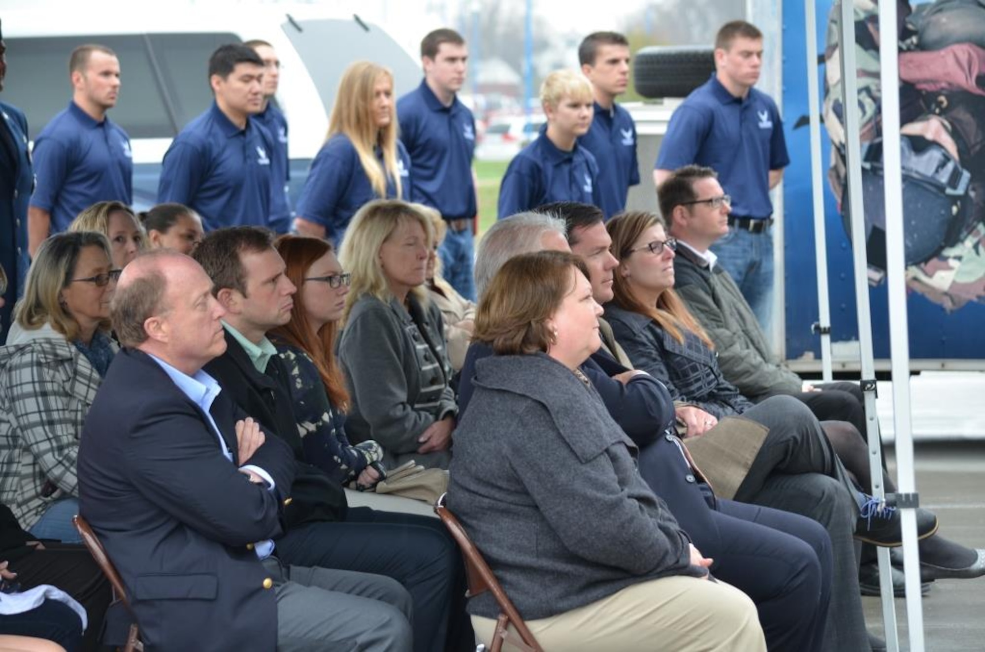 Distinguished visitors and future Air Force recruits attend a ribbon cutting ceremony April 8 for the AFRS’s newest hub in Waukee, Iowa. The hub is part of a Flight-Centric Transformation program which has improved professional development, shortened training times, increased morale, and, in most cases, exceeded recruiting production goals through the end of Feb. 2015. (U.S. Air Force photo/Senior Master Sgt. Michael Galea)