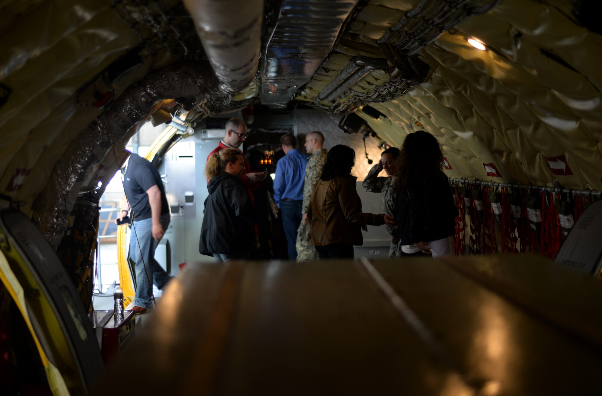 Ohio Employers tour a static display of a KC-135 Stratotanker during the Ohio National Guard Northwest Joint Employer Event April 9, 2015 at Rickenbacker Air National Guard Base, Ohio. The event was held for employers around Ohio to come and learn about the mission of the National Guard, to foster support and build a partnership. (U.S. Air National Guard photo by Airman Ashley Williams/Released)
