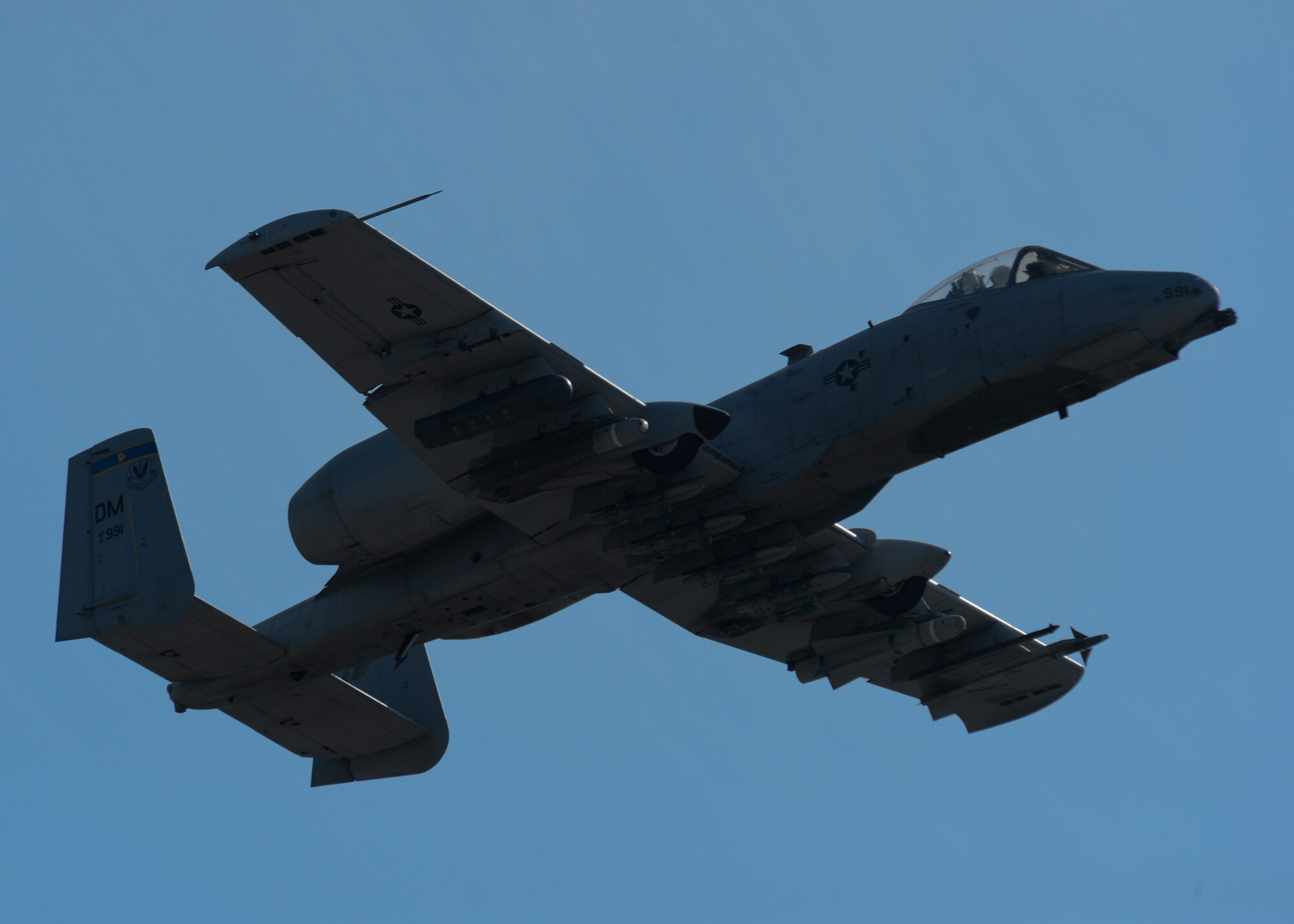 A U.S. Air Force A-10 Thunderbolt II pilot assigned to the 354th Expeditionary Fighter Squadron takes off from the flightline during a theater security package deployment at Campia Turzii, Romania, April 14, 2015.The A-10 supports Air Force missions around the world as part of the U.S. Air Force's current inventory of strike platforms, including F-15 Eagle and F-16 Fighting Falcon fighter aircraft. (U.S. Air Force photo by Staff Sgt. Joe W. McFadden/Released)