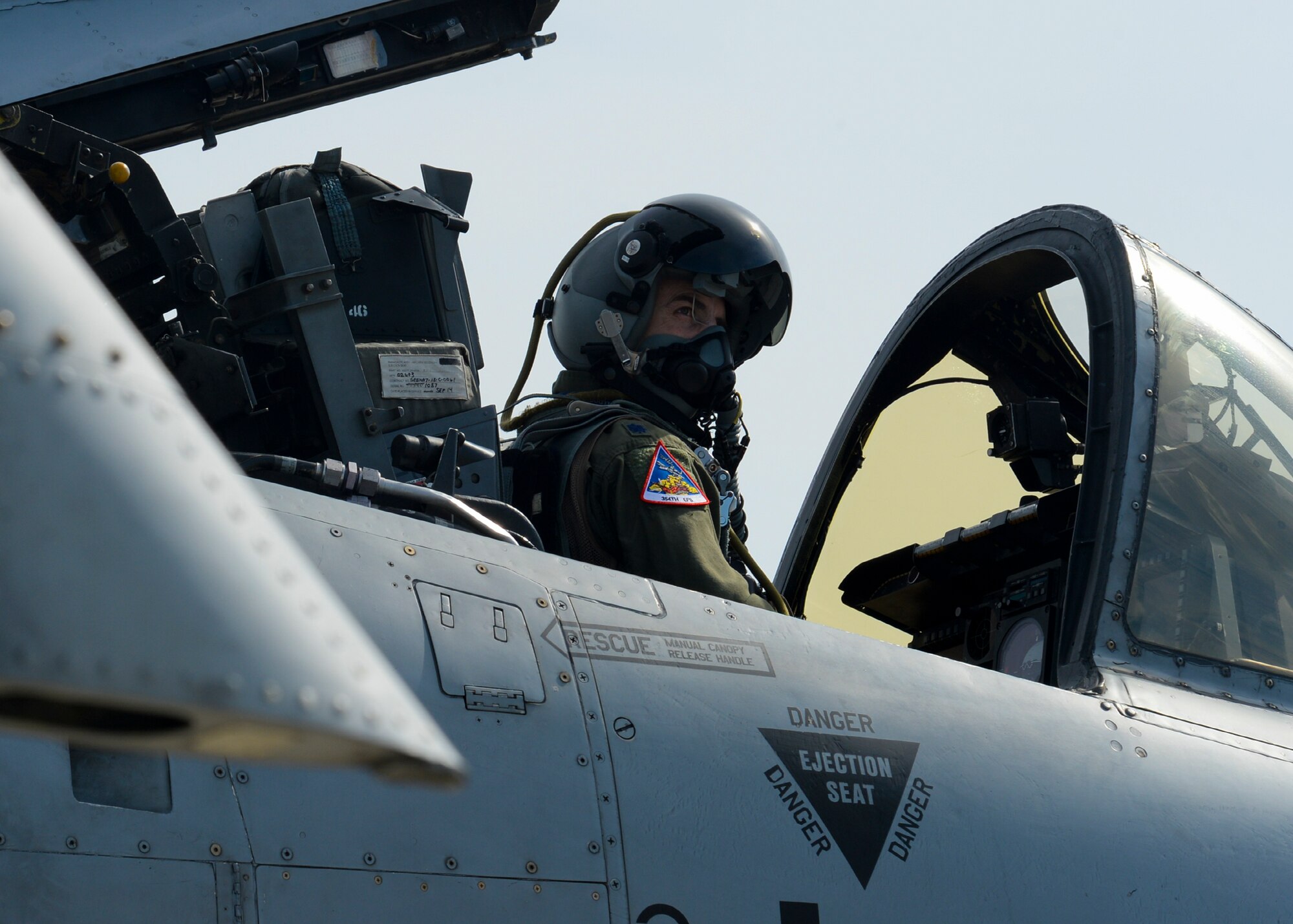 U.S. Air Force Lt. Col. Steven Behmer, 354th Expeditionary Fighter Squadron commander, prepares to taxi an A-10 Thunderbolt II aircraft on the flightline during a theater security package deployment at Campia Turzii, Romania, April 14, 2015. About 200 Airmen and support equipment from the 355th Fighter Wing at Davis-Monthan Air Force Base, Arizona, and the 52nd Fighter Wing at Spangdahlem Air Base, Germany, will support the deployment in Campia Turzii. (U.S. Air Force photo by Staff Sgt. Joe W. McFadden/Released) 