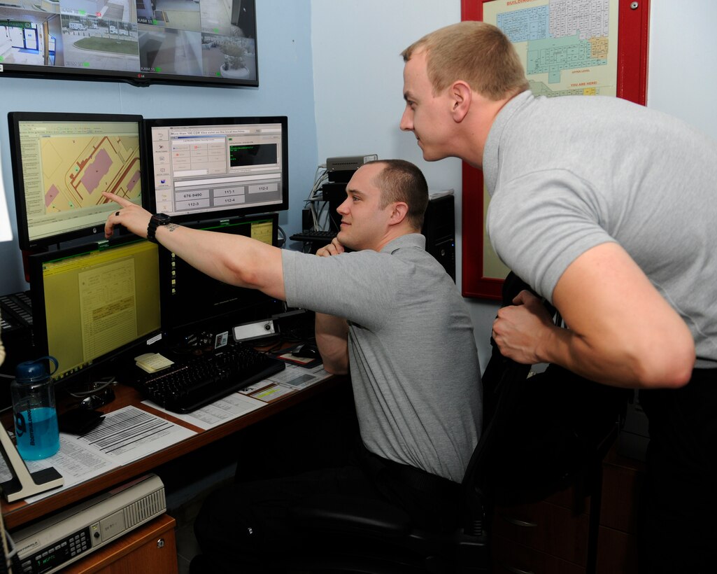 Staff Sgts. Joshua Crook (left) and Joshua Walker, 39th Medical Operations Squadron NCOs in-charge of ambulance services, respond to an emergency call April 9, 2015, at Incirlik Air Base, Turkey. Ambulance services answers all emergency calls placed on base, respond to a situation or dispatch security forces or the fire department depending on the situation. (U.S. Air Force photo by Senior Airman Krystal Ardrey/Released)