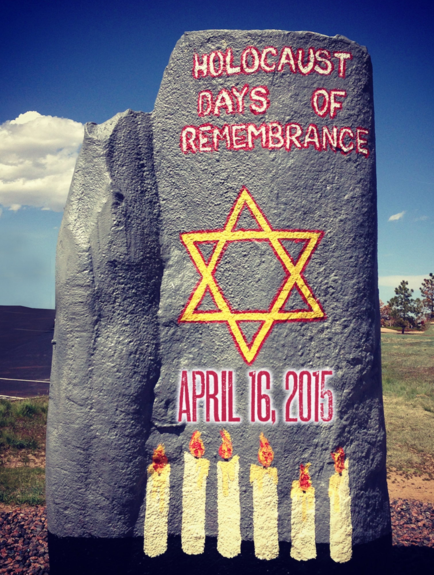 Holocaust Remembrance Day is being commemorated April 16 during this year's Days of Remembrance that will be observed April 12–19, 2015, on Buckley Force Base, Colo. (U.S. Air Force graphic Quinn Jacobson)
