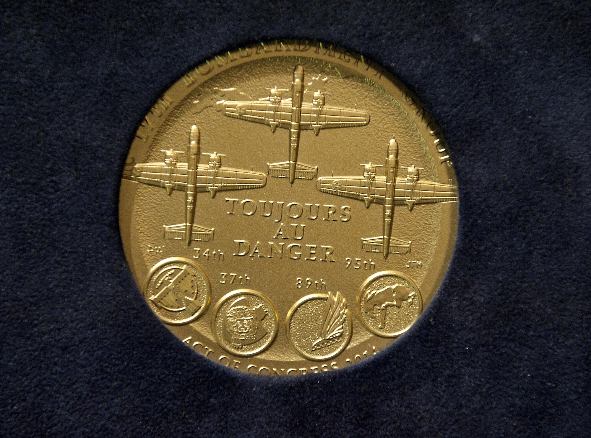 The Congressional Gold Medal was presented to the Doolittle Tokyo Raiders April 15, 2015, at the U.S. Capitol Visitor’s Center Emancipation Hall. The medal, created by the U.S. Mint, is the highest civilian honor Congress can give, on behalf of the American people, and was presented in recognition of the Doolittle Tokyo Raiders’ outstanding heroism and service to the U.S. during World War II. (U.S. Air Force photo/Tech. Sgt. Anthony Nelson)