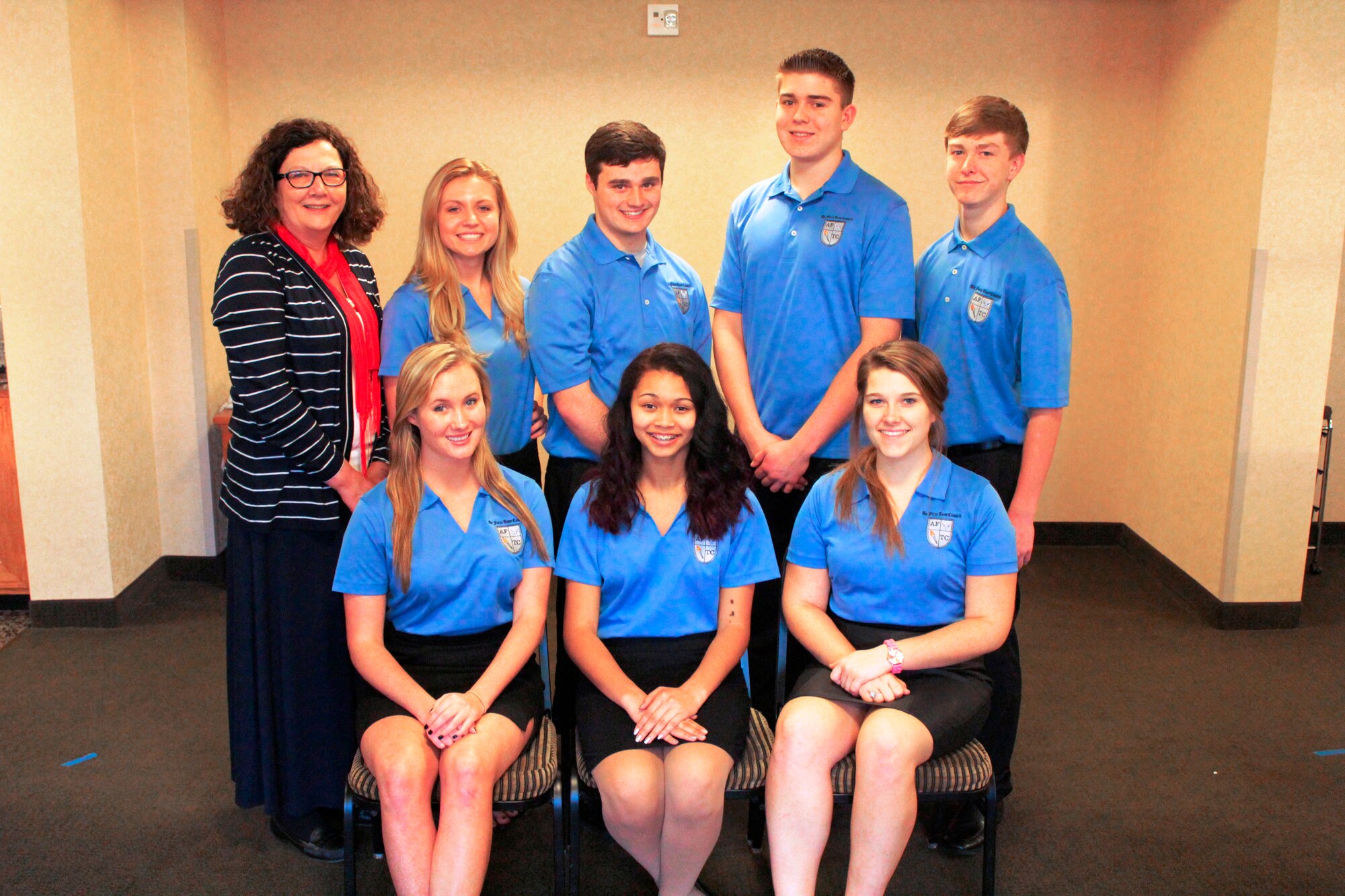 Janelle Davis (bottom left), daughter of Lt. Col. Wendy Davis, 2nd Air Force assistant staff judge advocate, poses for a photo during the Air Force Reserve Teen Leadership Council's annual winter camp in San Antonio, December 2014. (Courtesy photo)